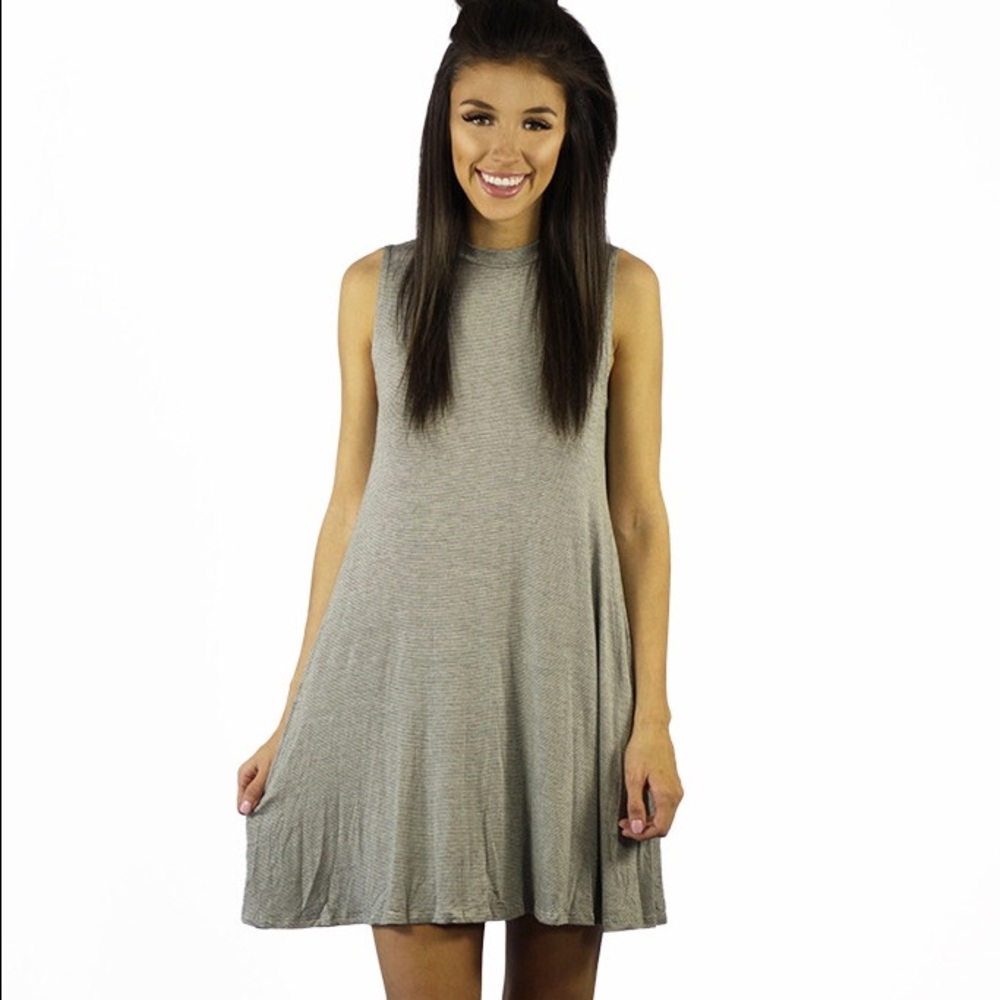 Elan Carrie Pocketed Striped Dress Black and White