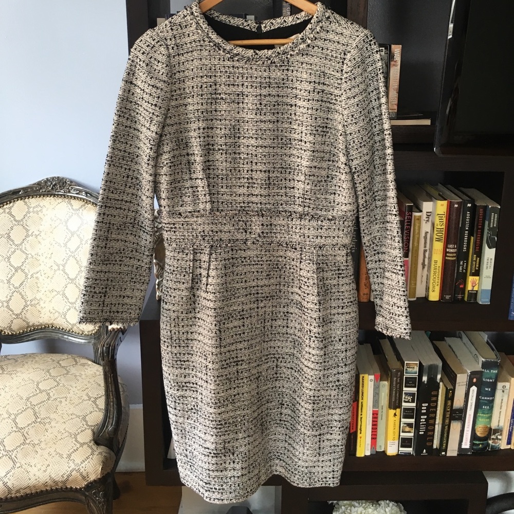 J. Crew Black and White Long Sleeve Shift Dress