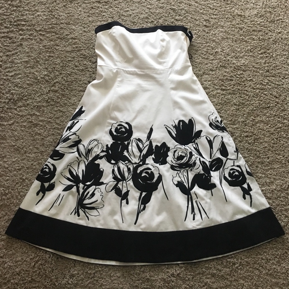 White House Black Market floral strapless dress