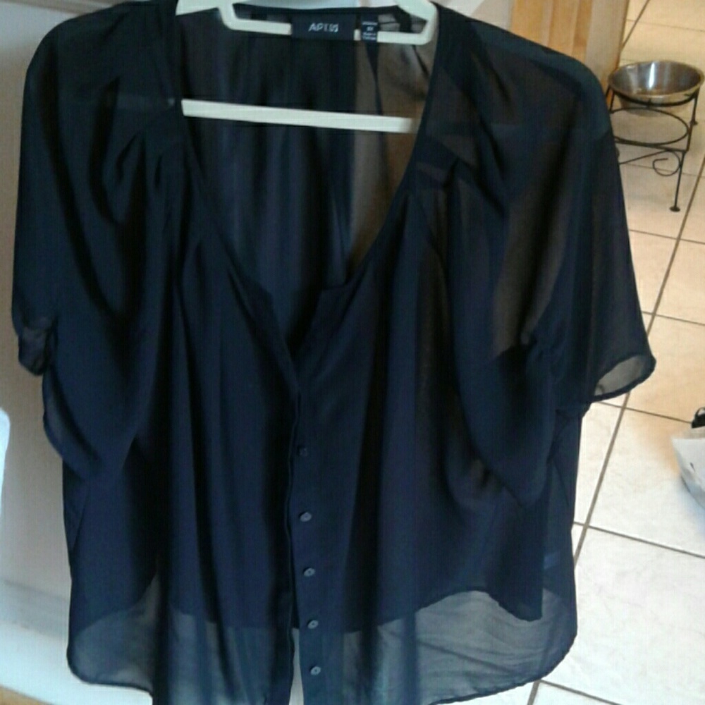 Sheer black lightweight drew blouse 3X
