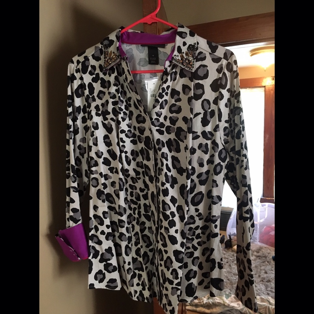 Leopard button down dress shirt