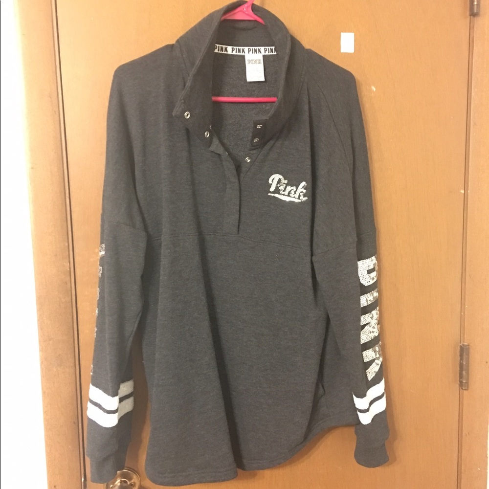 Victoria Secret PINK quarter snap half zip bling