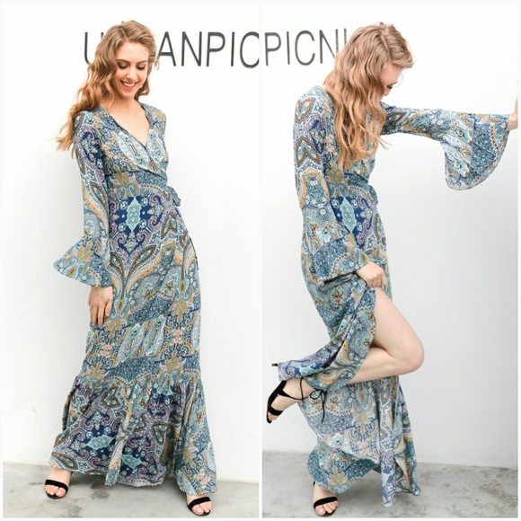 Boho Paisely Beach Wrap Dress - Picture 2 of 4