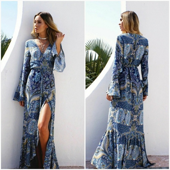 Boho Paisely Beach Wrap Dress - Picture 3 of 4