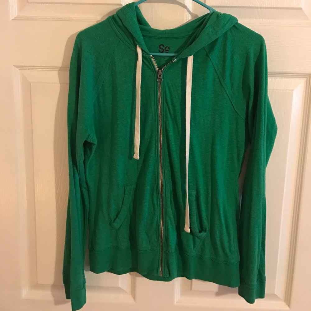 Green Thin Zip-Up Hoodie