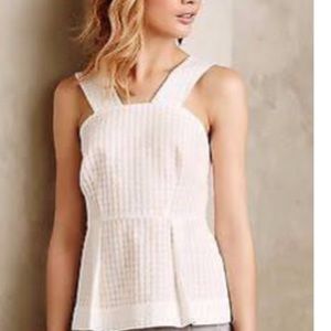 Anthropologie Maeve White Peplum Summer Tank sz 6