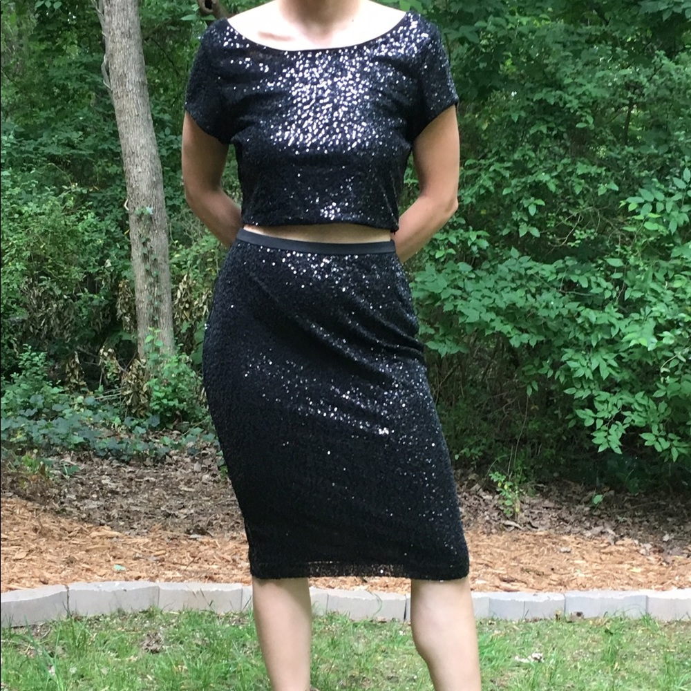 sequin skirt and crop top