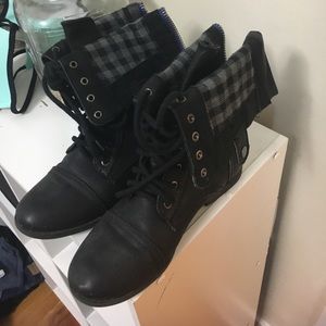 black combat boots