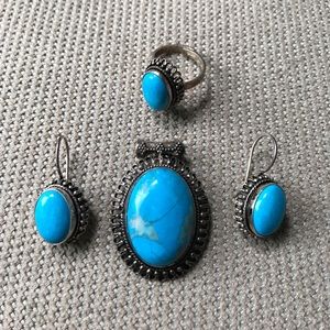 Real Silver and Turquoise jewellery set