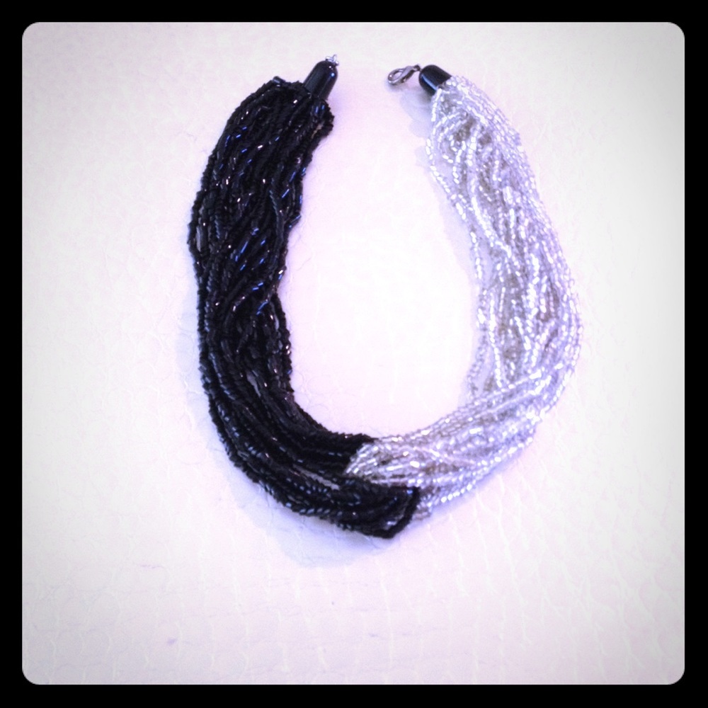 Two tone knot beaded necklace