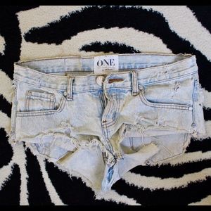 One Teaspoon Ripped Jean Shorts