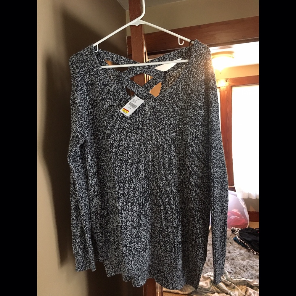 Black and white cross back sweater