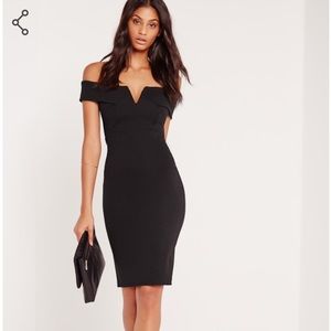 Missguided V-Front Bardot Midi Dress