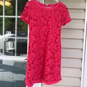 Donna Morgan coral lace dress