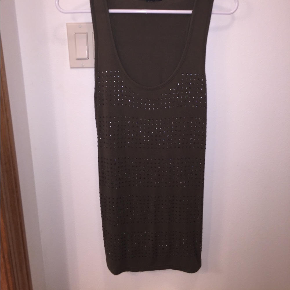 Long, army green tank top