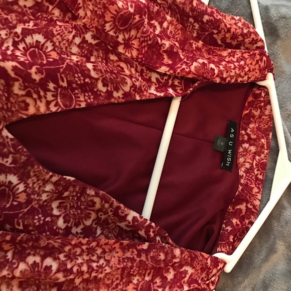 Floral, shift maroon dress - Picture 2 of 2