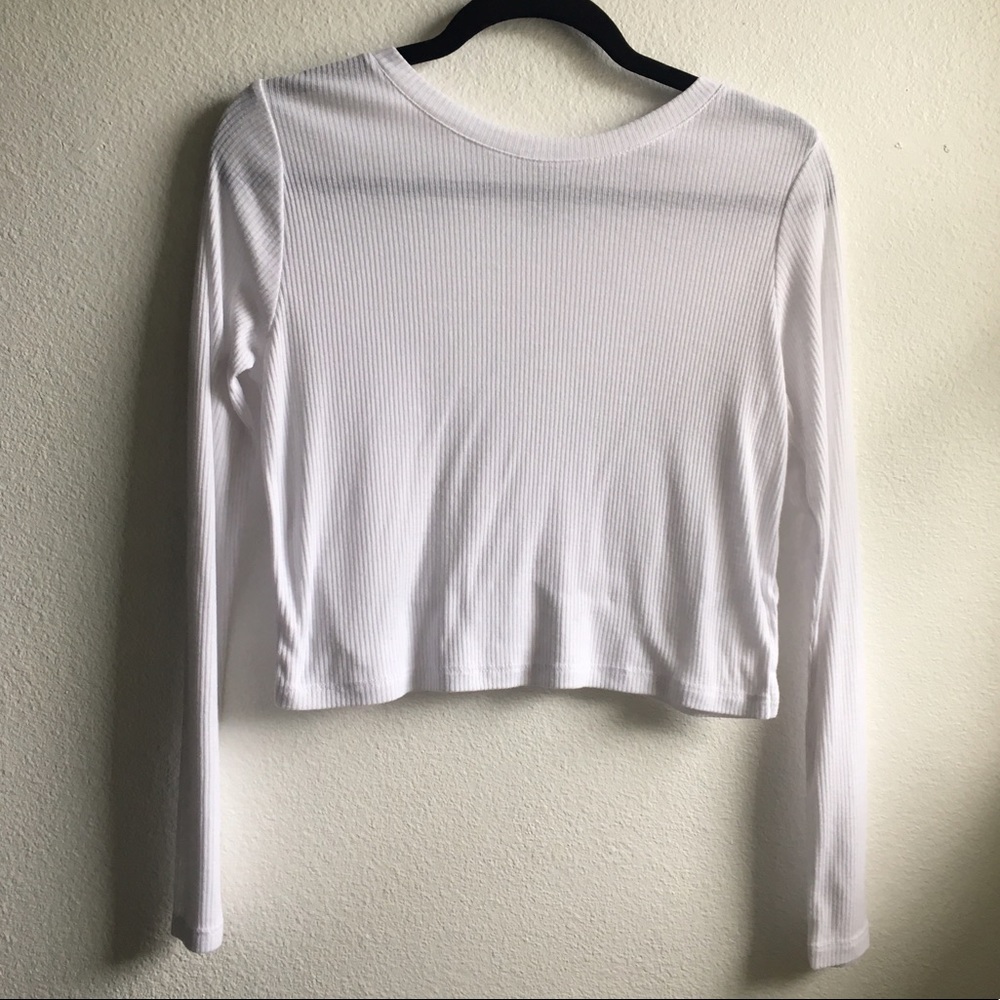 White Long Sleeve Crop