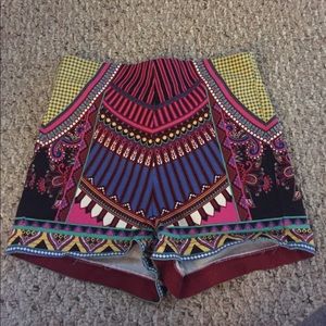 High waisted patterned shorts