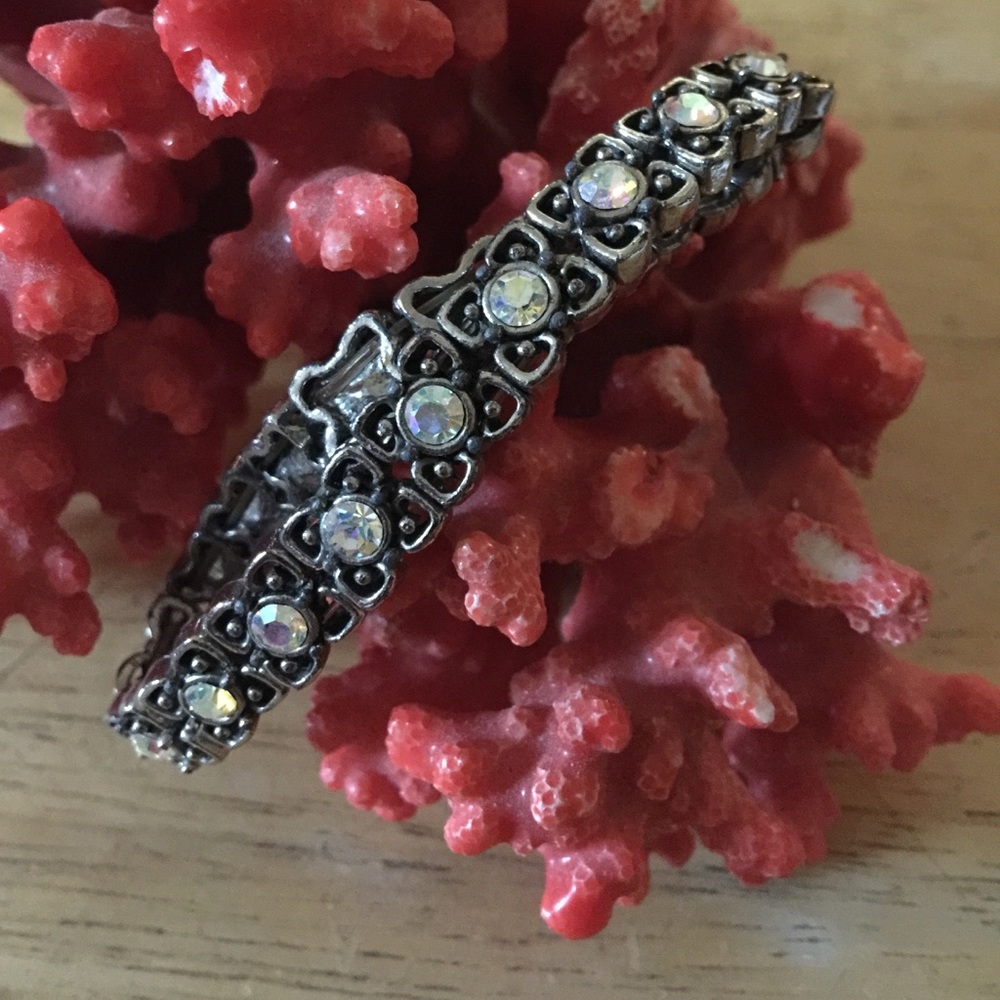 Rhinestone silver tone bracelet