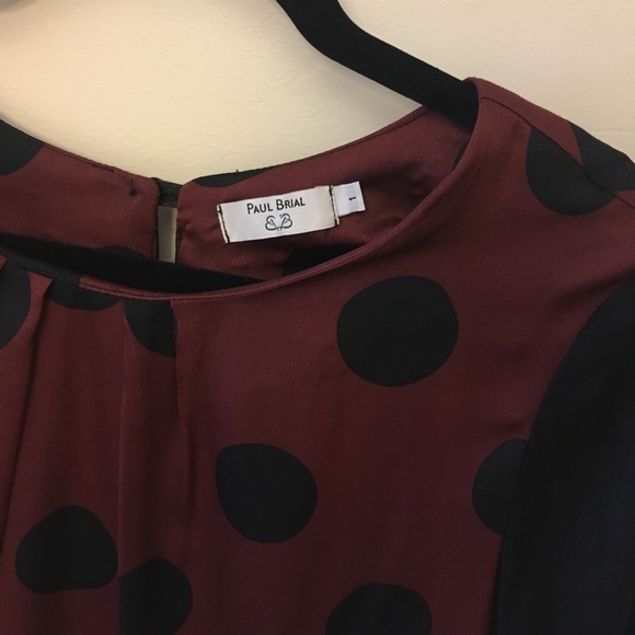 Black and maroon polkadotted top. - Picture 2 of 3