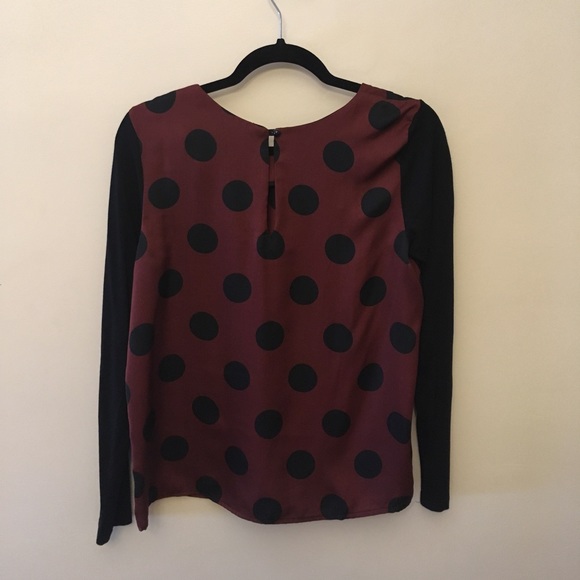 Black and maroon polkadotted top. - Picture 3 of 3