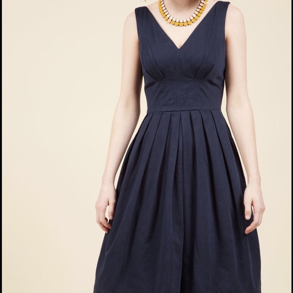 Culminate in Charm Navy Blue Modcloth Dress