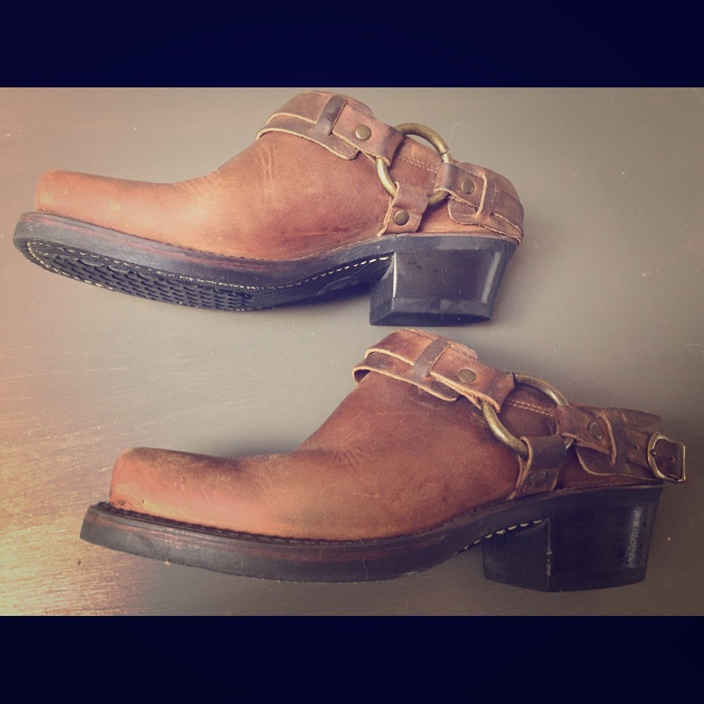 Frye Belted Harness Mules Size 6 1/2