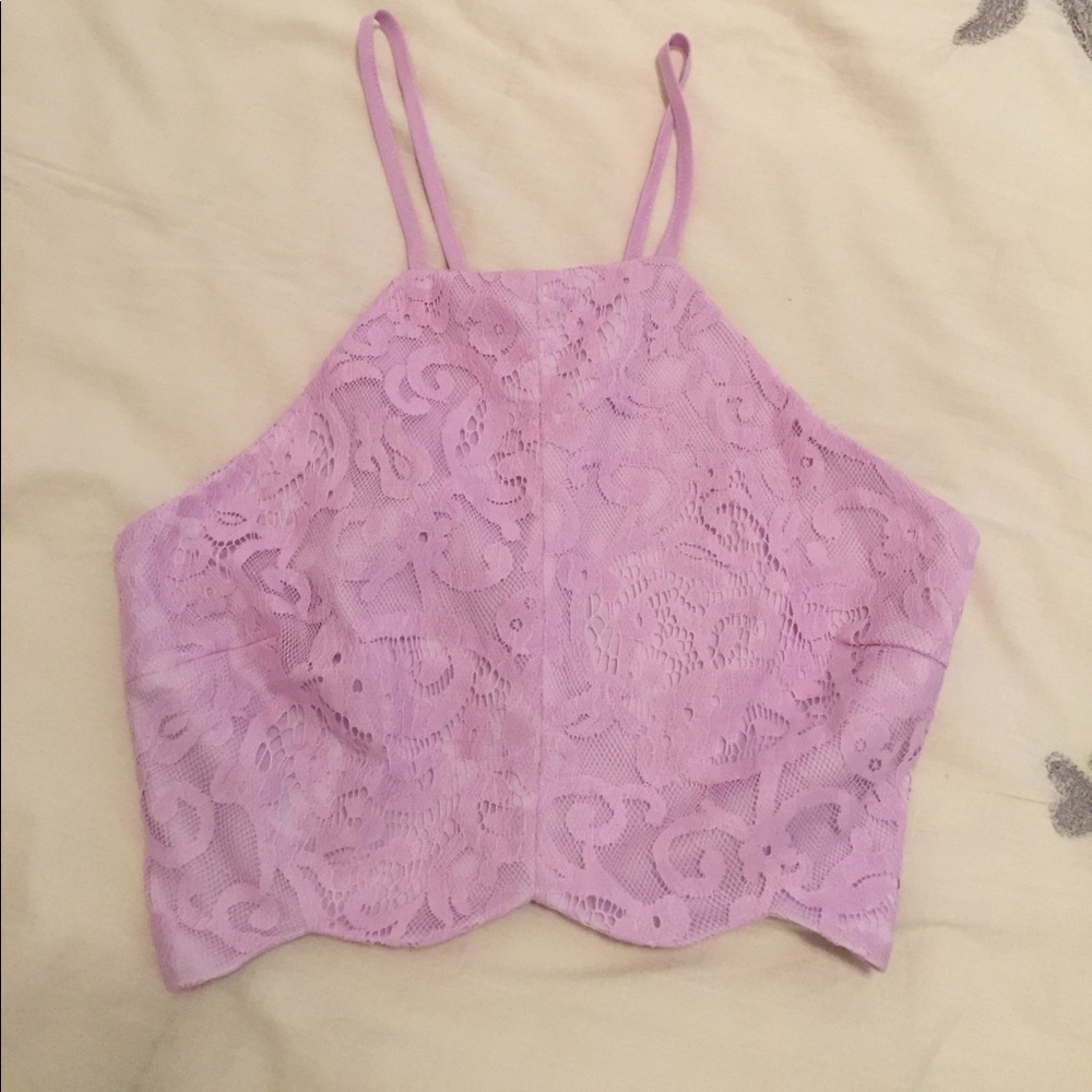 Tobi Strappi Lace Crop Top - S