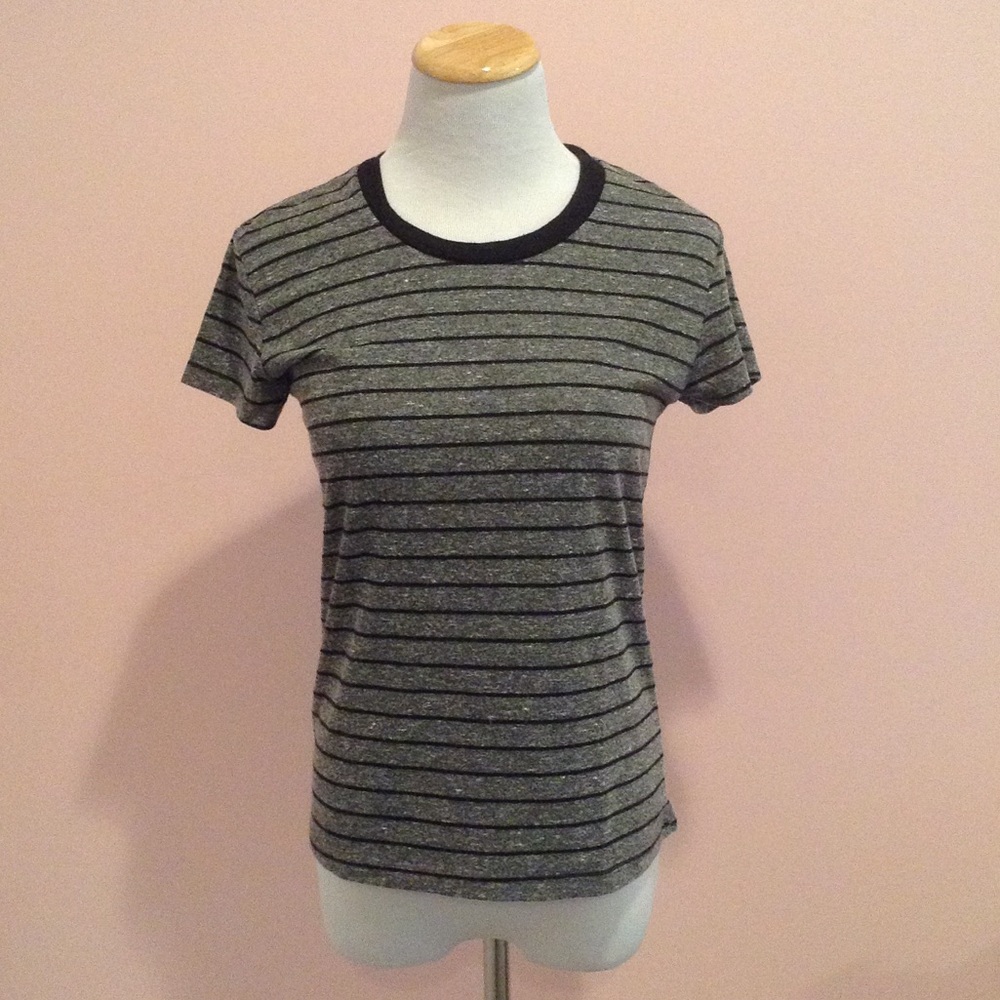 Brandy Melville Black Gray Stripe Top Sz OS