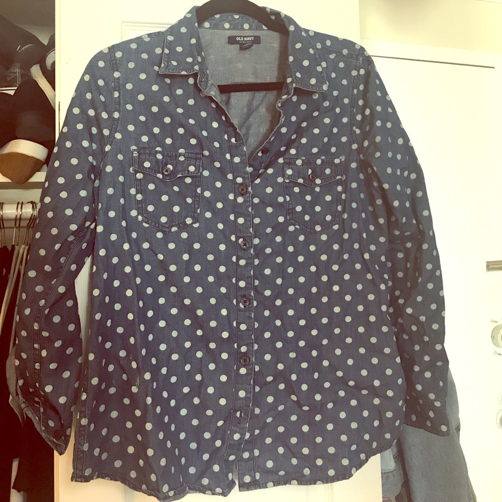 Polka dot chambray shirt