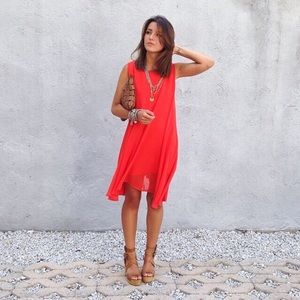 Red flowy Dress