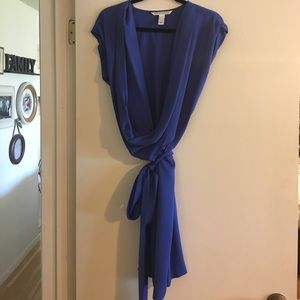 Diane von Furstenberg Reara blue silk drape dress