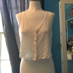 White crotchet back cropped tank top