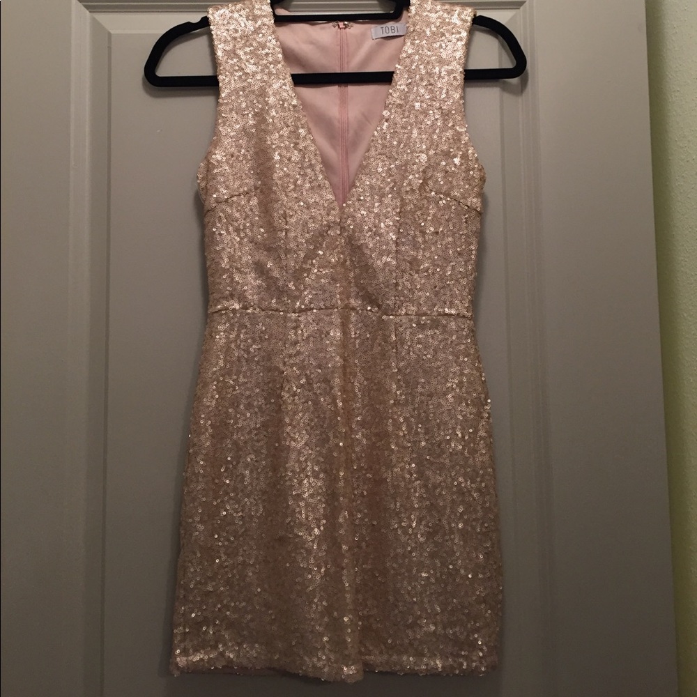Gold Sequins Tobi Mini Dress - S