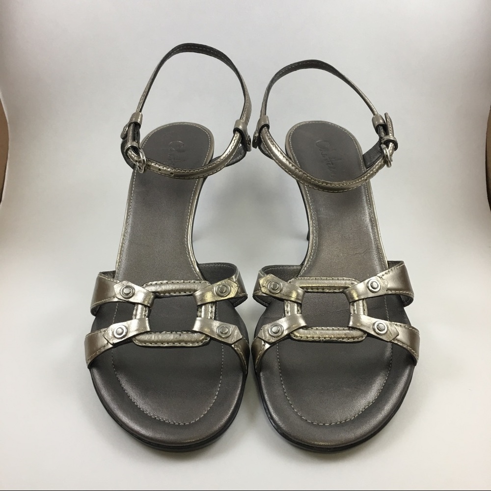 COLE HAAN women's sandals size 9.5 B gold/silver