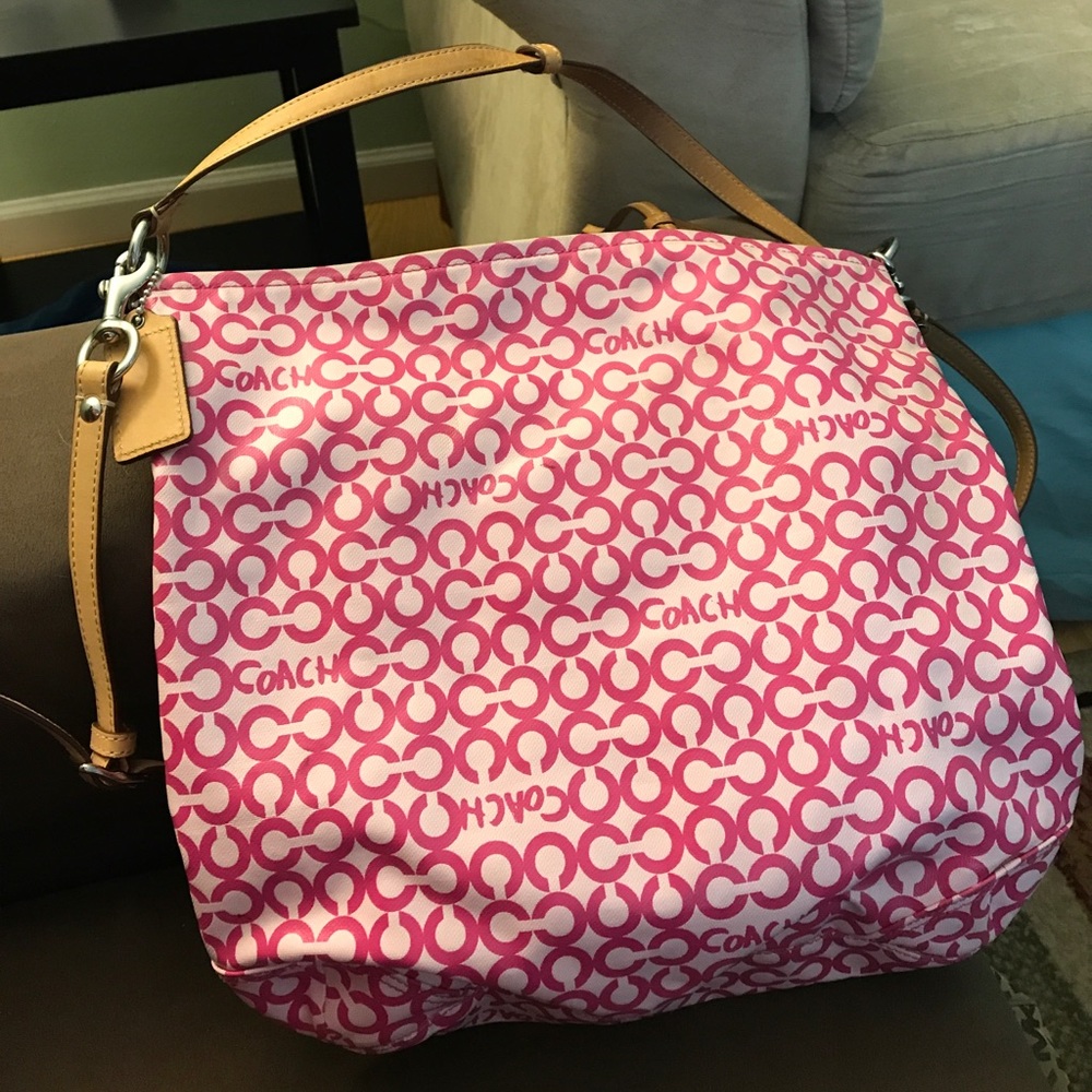 Hot pink COACH crossbody bag