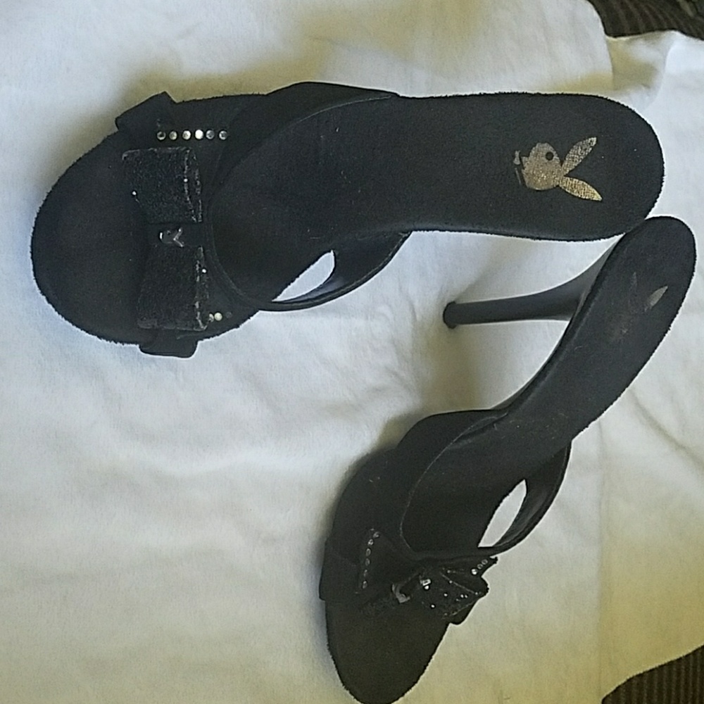 Playboy 4" Black Heels - Size 7