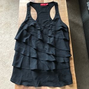 Black ruffled tank
