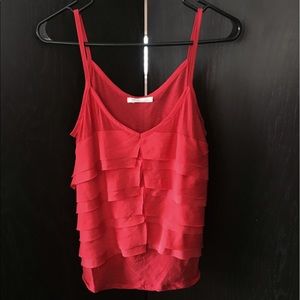 Red ruffle tank