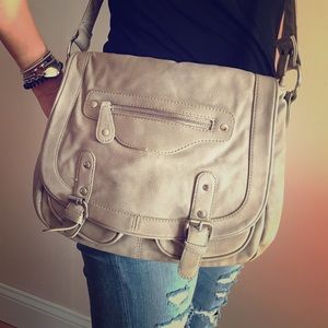 Also taupe cross body (messenger) style bag