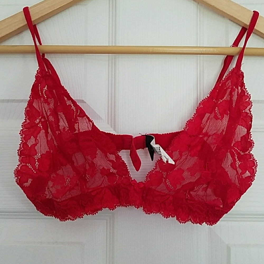 Red sheer bra bralette Fredrick's of Hollywood