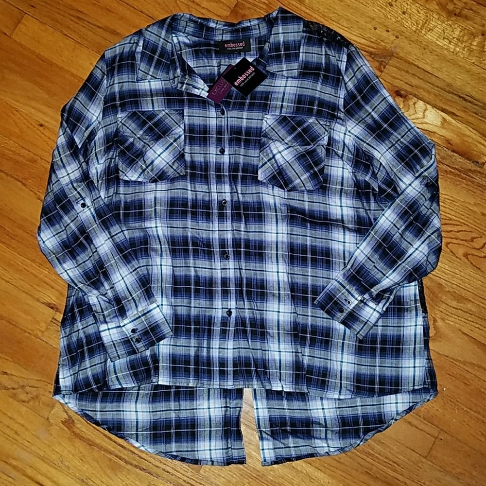 NWT hi lo sequined back flannel