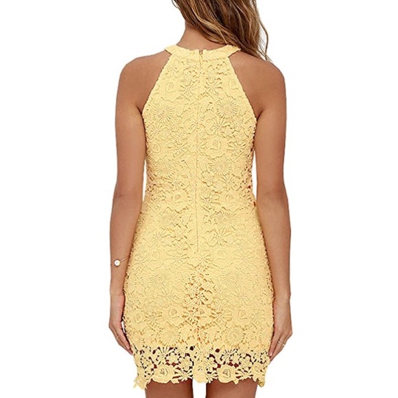 🆕 Lovely and Trendy Yellow Lace Dress - Picture 2 of 6