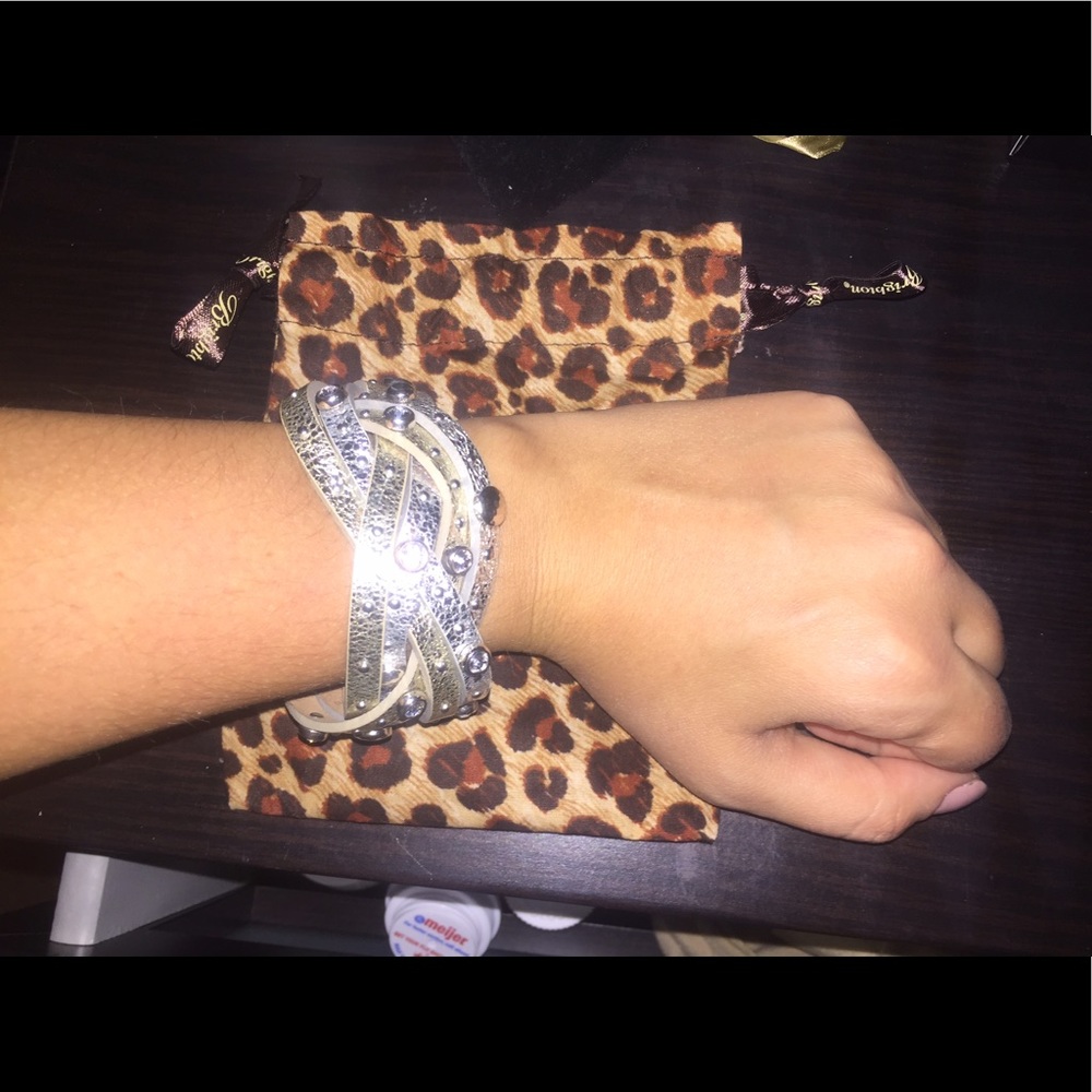 Brighton Silver leather studded bracelet