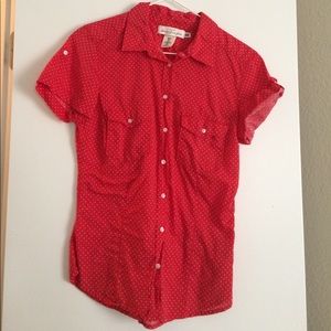 Short Sleeve Ref with White Polka Dot Button Up