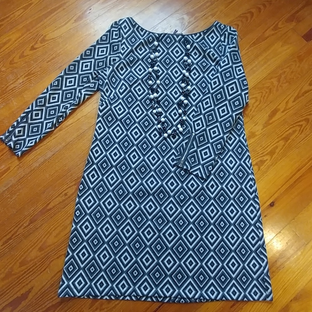 Plus size New Directions black/white/grey dress
