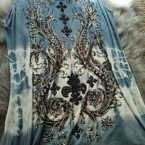 BRAND NEW TUNIC, BEAUTIFUL TIE DYE & BEDAZZLED