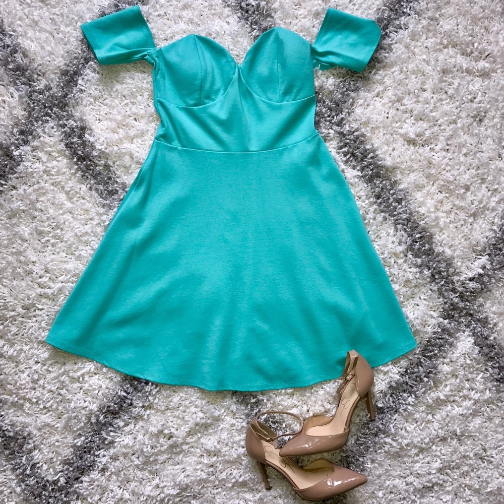 Minty Cold Shoulder Dress