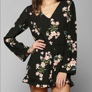 UO black floral romper