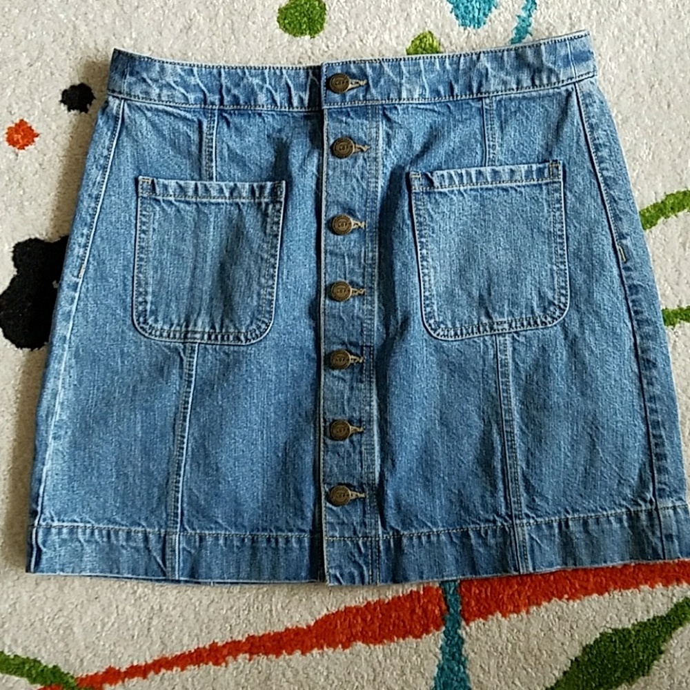Loft Hight Waist Denim Mini Skirt with Buttons